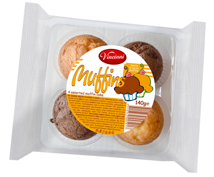Muffiny - Vincinni Muffins 140g Kakao a vanilka