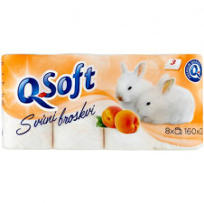 Q Soft Toaletní papír 3 vrstvý 8ks Broskev