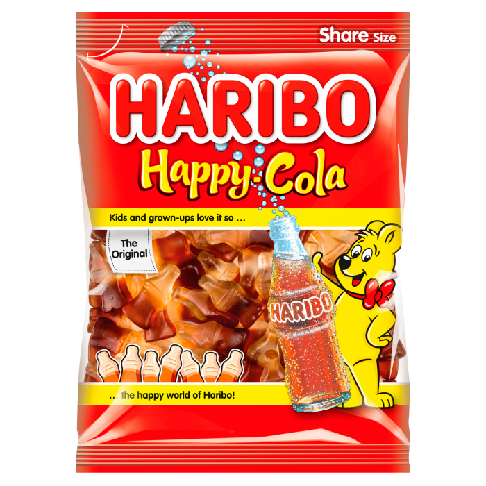 Haribo 200g Happy cola želé cukrovinky s příchutí ovoce a coly
