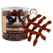 FINE DOG Jerky tyč kroucená 12,5cm 50ks - DÓZA