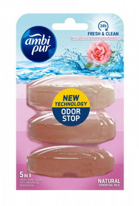 Ambi Pur Náhradní tekutý závěsný blok 3x55ml Wild Rose&Pink Grapefruit