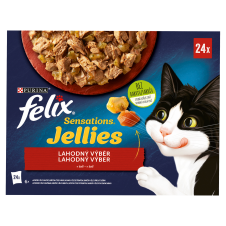FELIX Sensations Jellies Multipack (24x85g) hovězí s rajčaty/ kuře s mrkví/ kachna/ jehněčí v och. želé