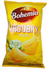 Bohemia Chips 130g Vroubky s příchutí Sýr a Jarní Cibulky