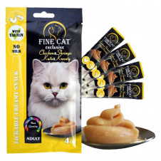 FINE CAT Exclusive Krémová svačinka pro kočky KUŘE & KREVETY 4x15g