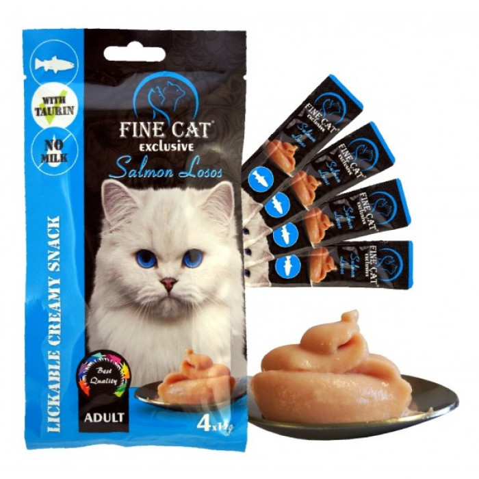 FINE CAT Exclusive Krémová svačinka pro kočky LOSOS 4x15g