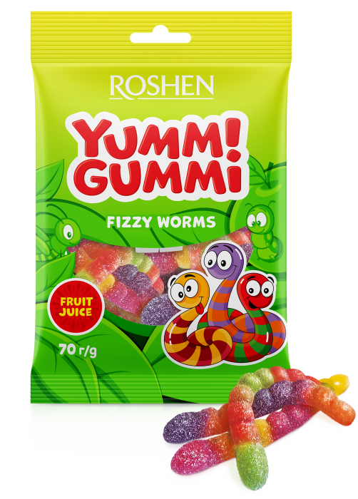ROSHEN Yummi Gummi - Fizzy Worms 70g