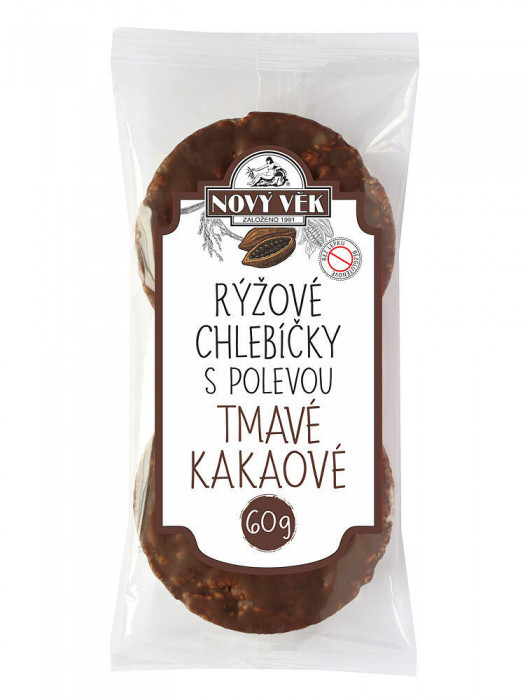 Nový Věk Rýžové Chlebíčky s polevou TMAVÉ KAKAO 60g