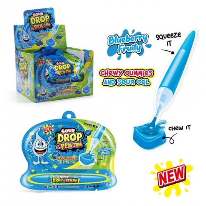 Sour Drop&Pen Jam s příchutí Borůvky 55g