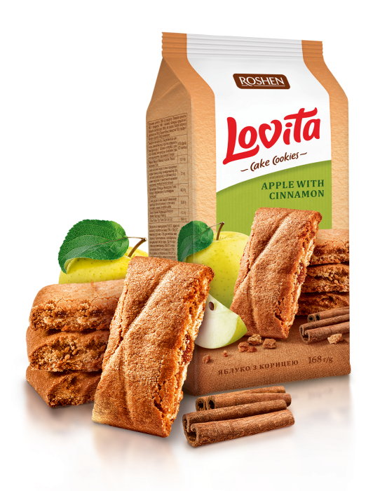 ROSHEN Lovita - Cake Cookies s jablko a skořicí náplní 168g
