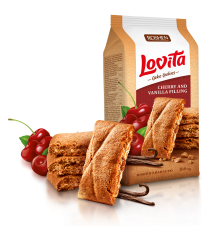 ROSHEN Lovita - Cake Cookies s višeň a vanilka náplň 168g