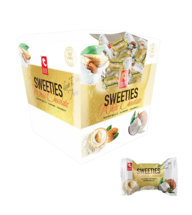 ODDIE Sweeties White Chocolate wafle kuličky s almond a kokos 150g
