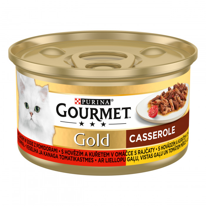 GOURMET Gold 85g s hovězím a kuřetem v rajčatové omáčce