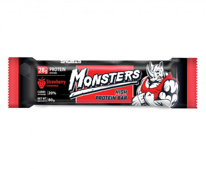 Monsters Protein tyčinky - Jahoda 80g