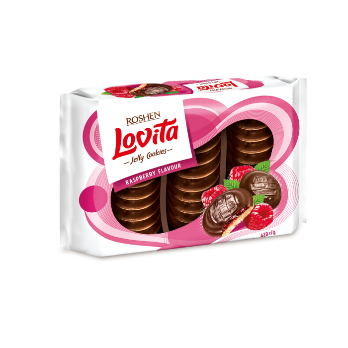 ROSHEN Lovita - piškoty v čokoládě Malina 420g