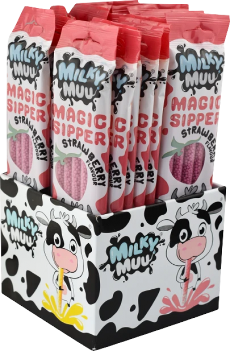 Milky Muu Brčko do mléka s příchutím Jahoda 30g