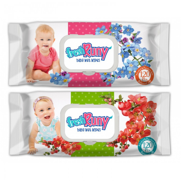 Freshruny dětské vlhčené ubrousky s klipem 120ks