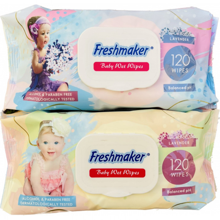 FreshMaker dětské vlhčené ubrousky Lavender 120ks
