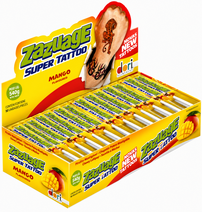 Zazuage Žvýkačky Super Tattoo Mango 10,8g