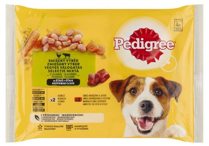 Pedigree kapsička Hovězí & Kuřecí ve štávě 4pack 4x100g