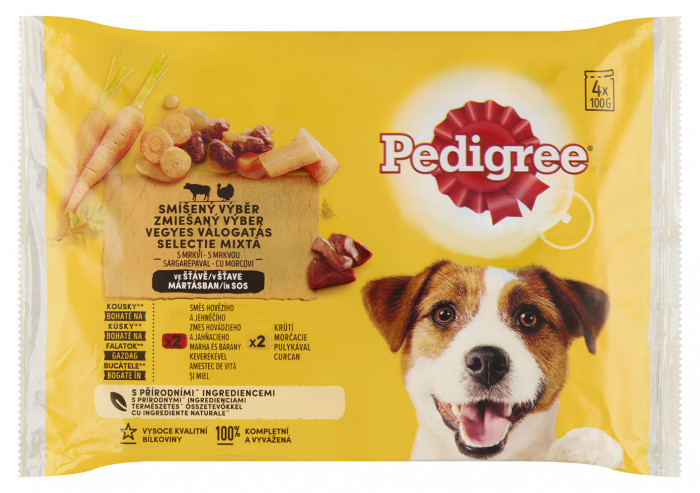 Pedigree kapsička Hovězí & Jěhně s Krůtím ve štávě 4pack 4x100g