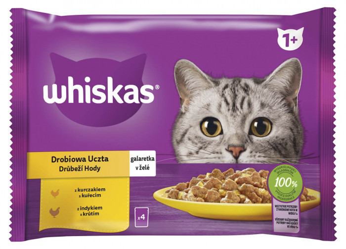 Whiskas kapsa 4 pack Drůběží v želé 4x85g