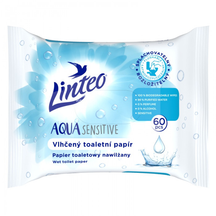 LINTEO Vlhčený toaletní papír Aqua Sensitive 60ks
