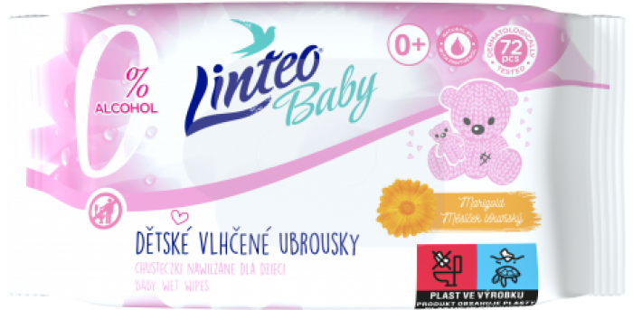 LINTEO Vlhčené Ubrousky 72ks bez klip