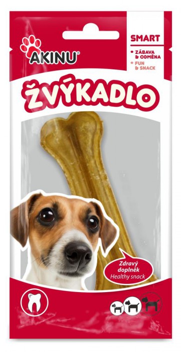 AKINU Žvýkadlo přírodní kost 12cm 1ks z kůži