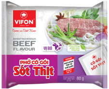 VIFON Phở có gói sốt thịt vị BÒ 80g - Polévka s příchutím Hovězí