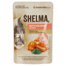 Shelma 85g kapsička kočka s lososem a spirulinou v omáčce