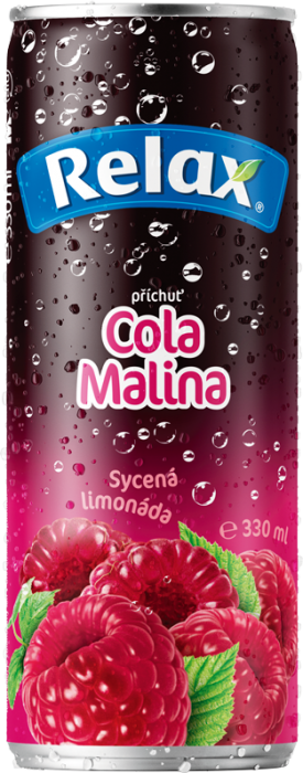 Relax 330ml limonáda Cola - Maliny plech